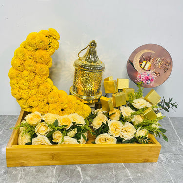 Ramadan Kareem Yellow Crescent Lantern Tray